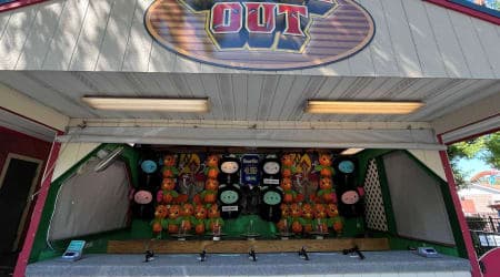 Knock over all 3 cups with 1 shot and win big!
