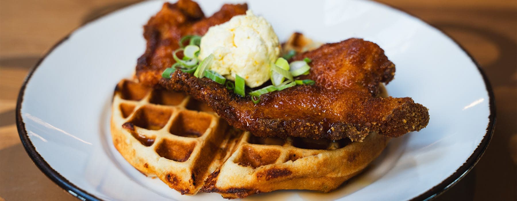 Chocolatier chicken and waffles