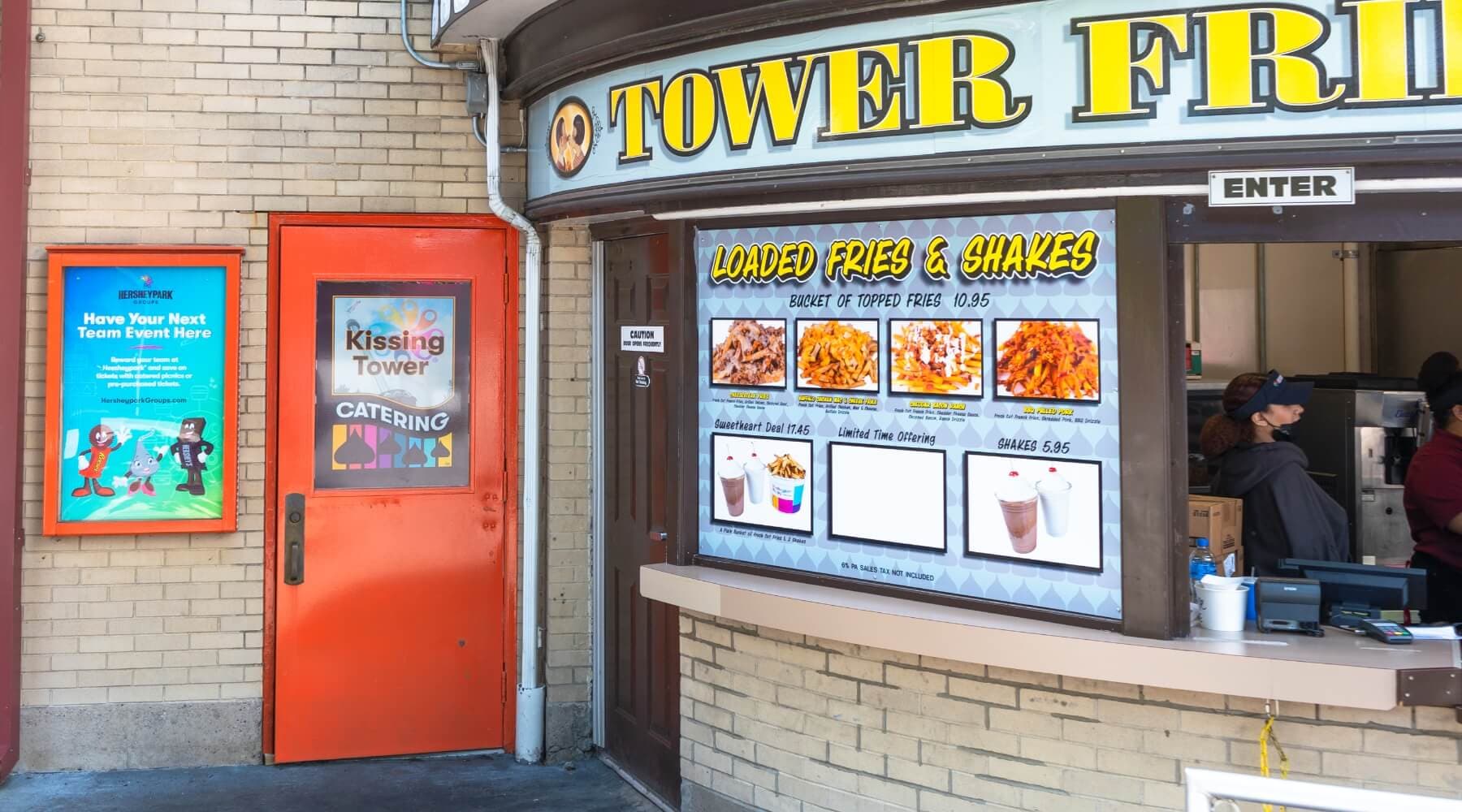 Kissing Tower catering exterior at Hersheypark