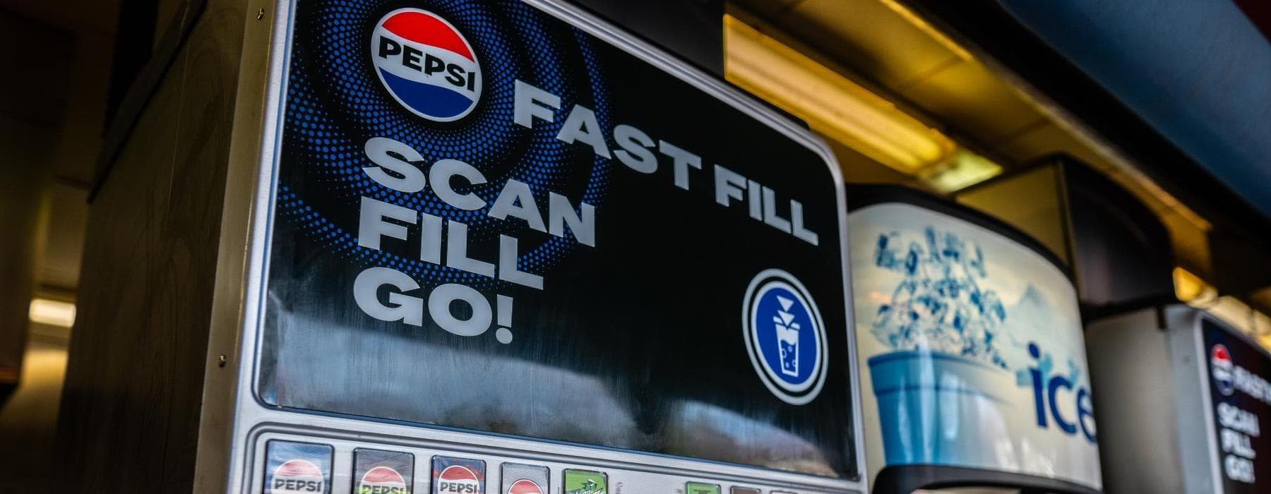 Three Soda Machines Lined up at Pepsi Fast Fill at Chickie's & Pete's