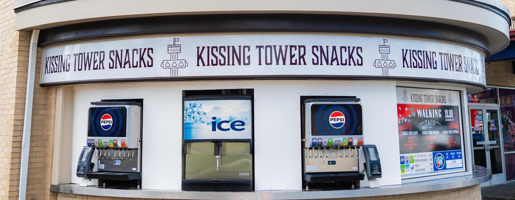 Kissing Tower Snacks food stand at Hersheypark