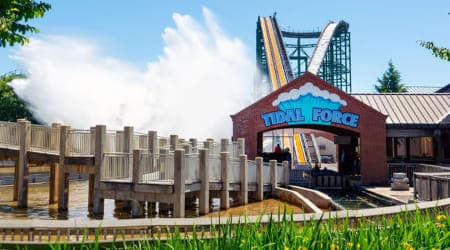Large Wave of Water created by the Tidal force train hitting the water at the bottom of the hill