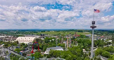 aerial view of hersheypark for tickets page