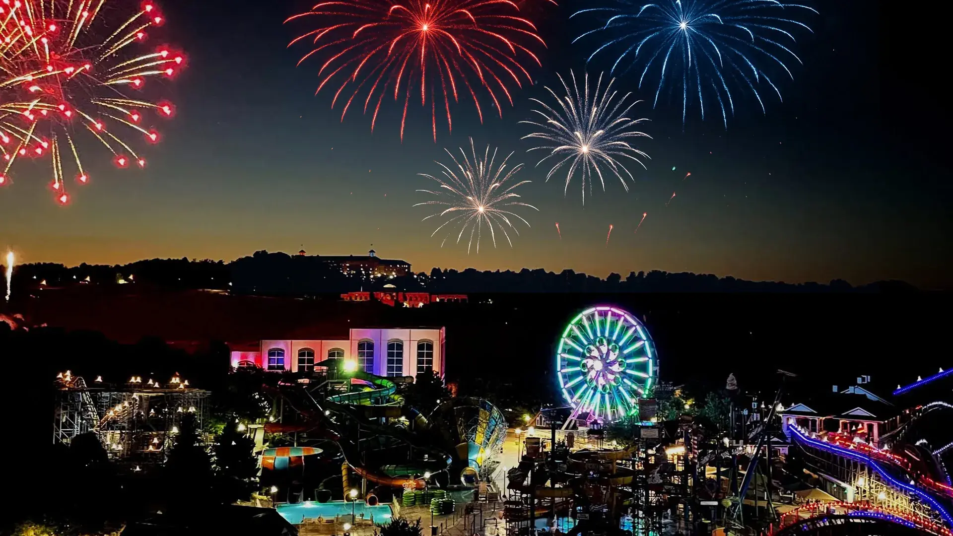 fireworks at hersheypak aerial viewpoint