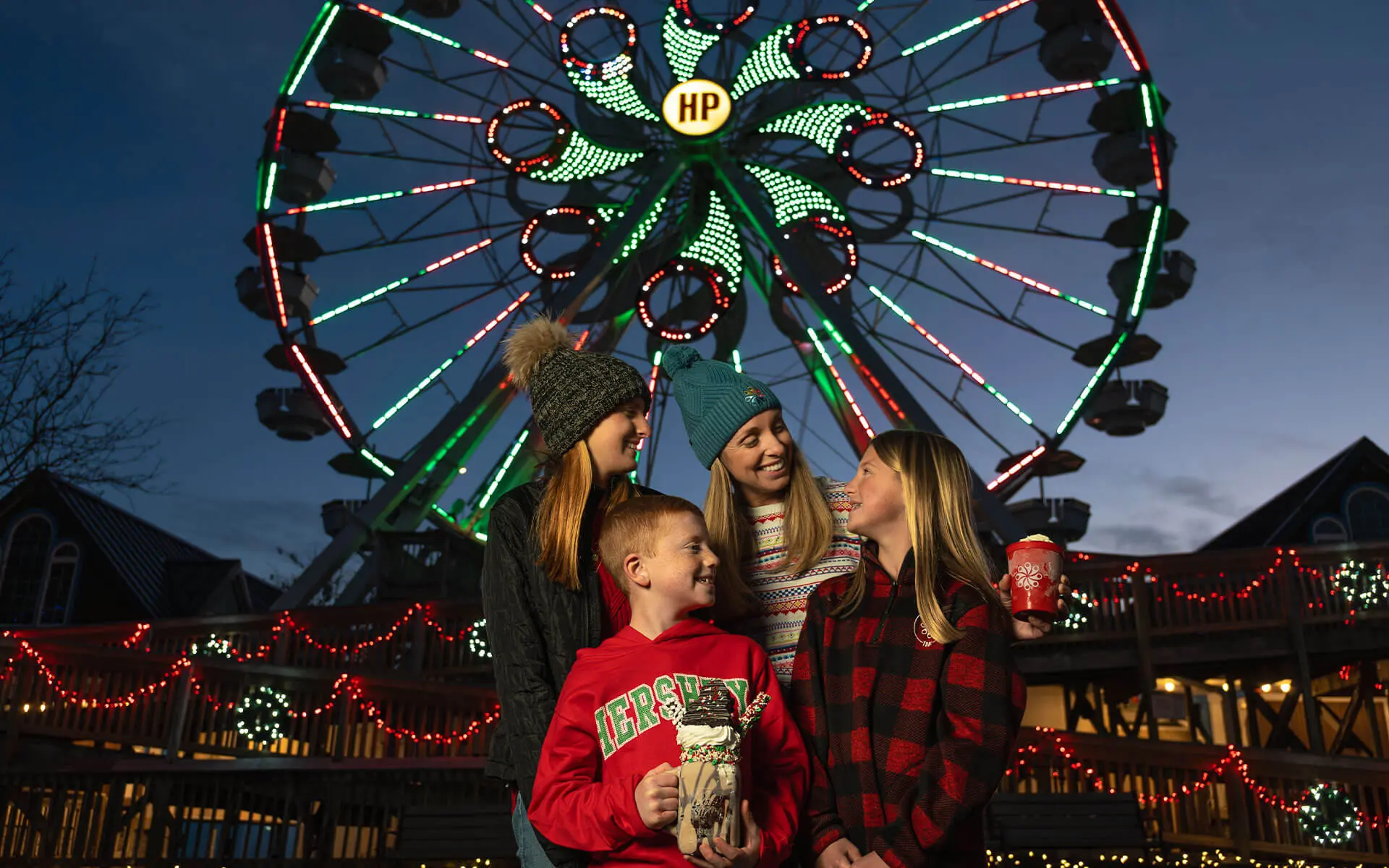 mom and kids ferris wheel
