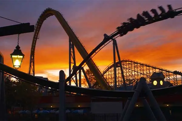 coaster at dusk hersheypark