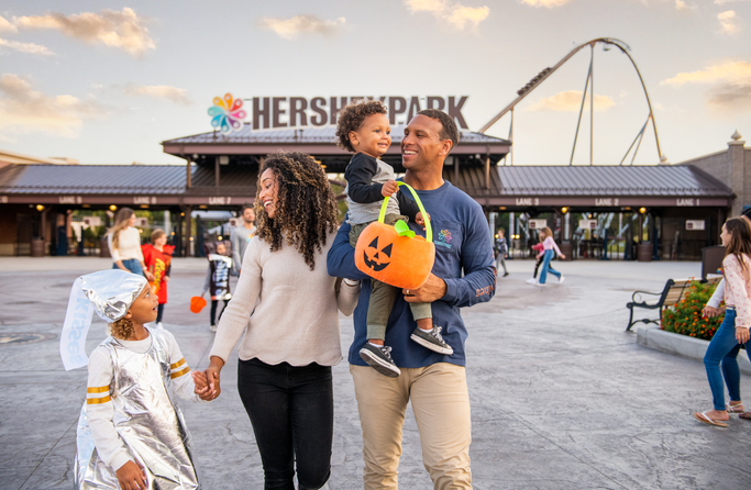 Family at Hersheypark Trick or Treating