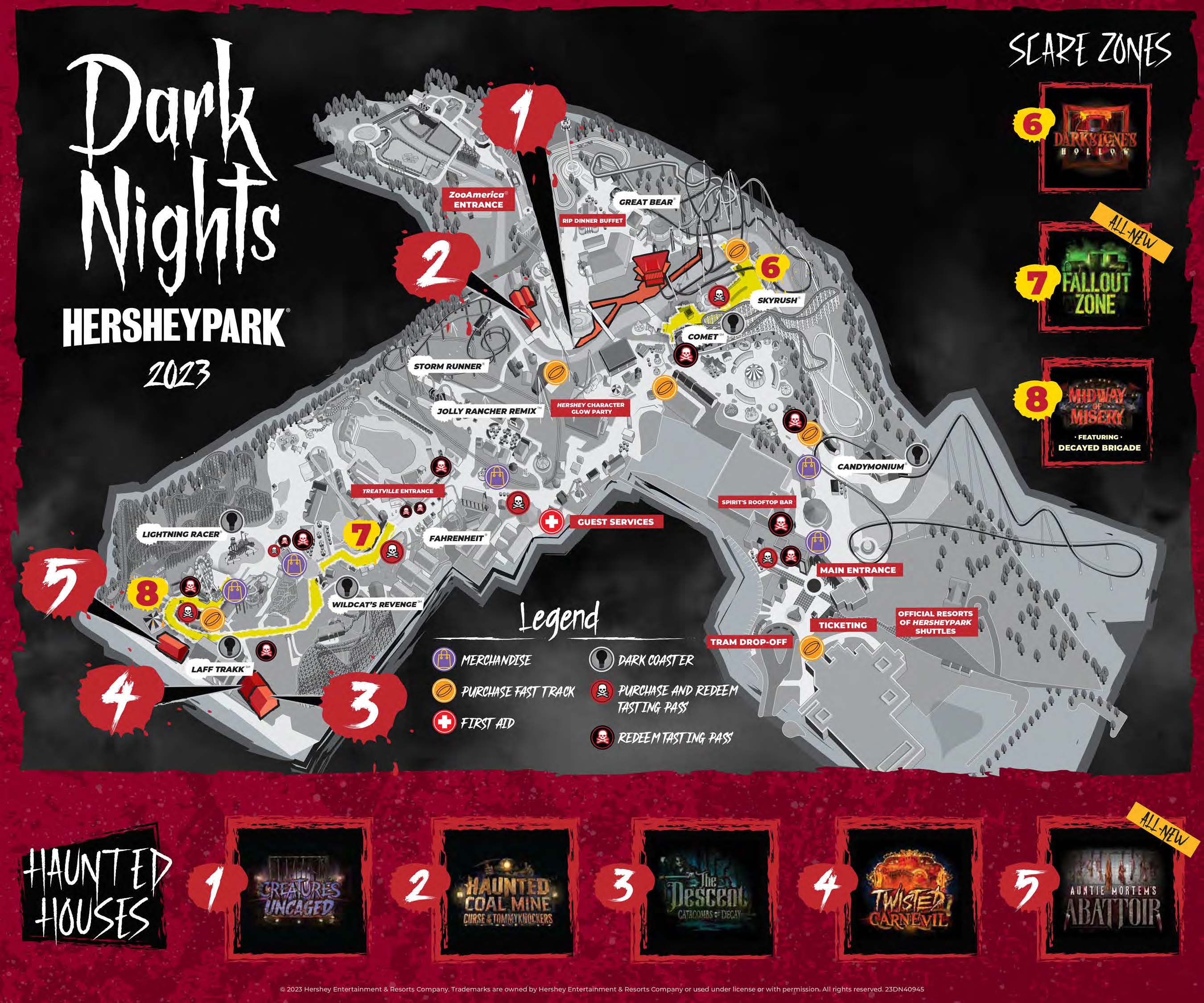 Map of Hersheypark during Dark Nights