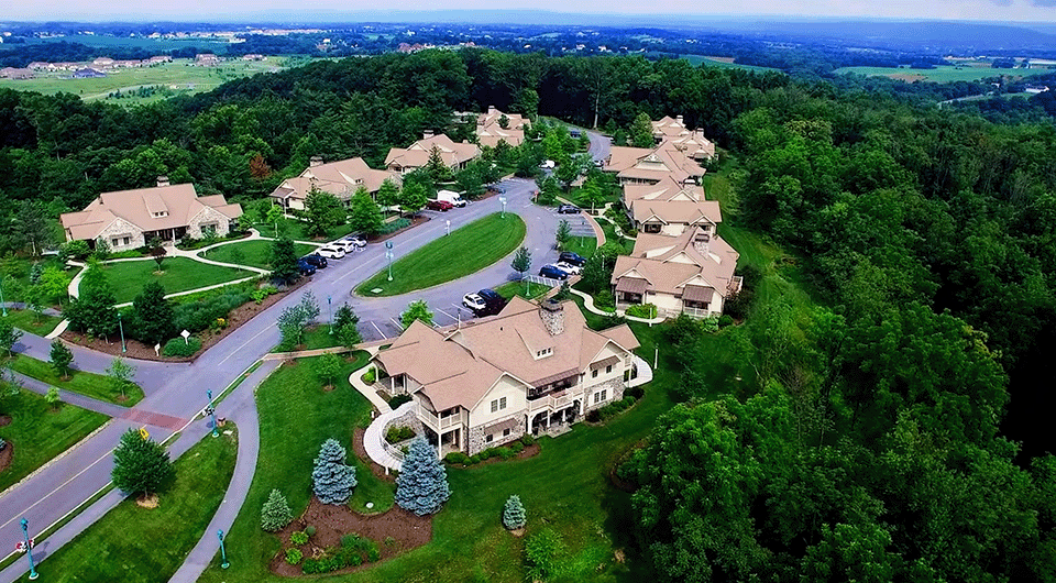 A drone pic of the villas